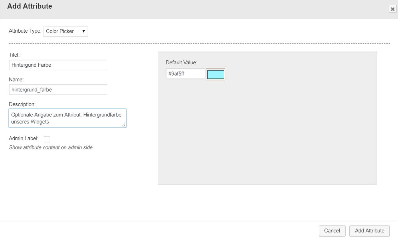 Widget-Creator-Attribute-festlegen